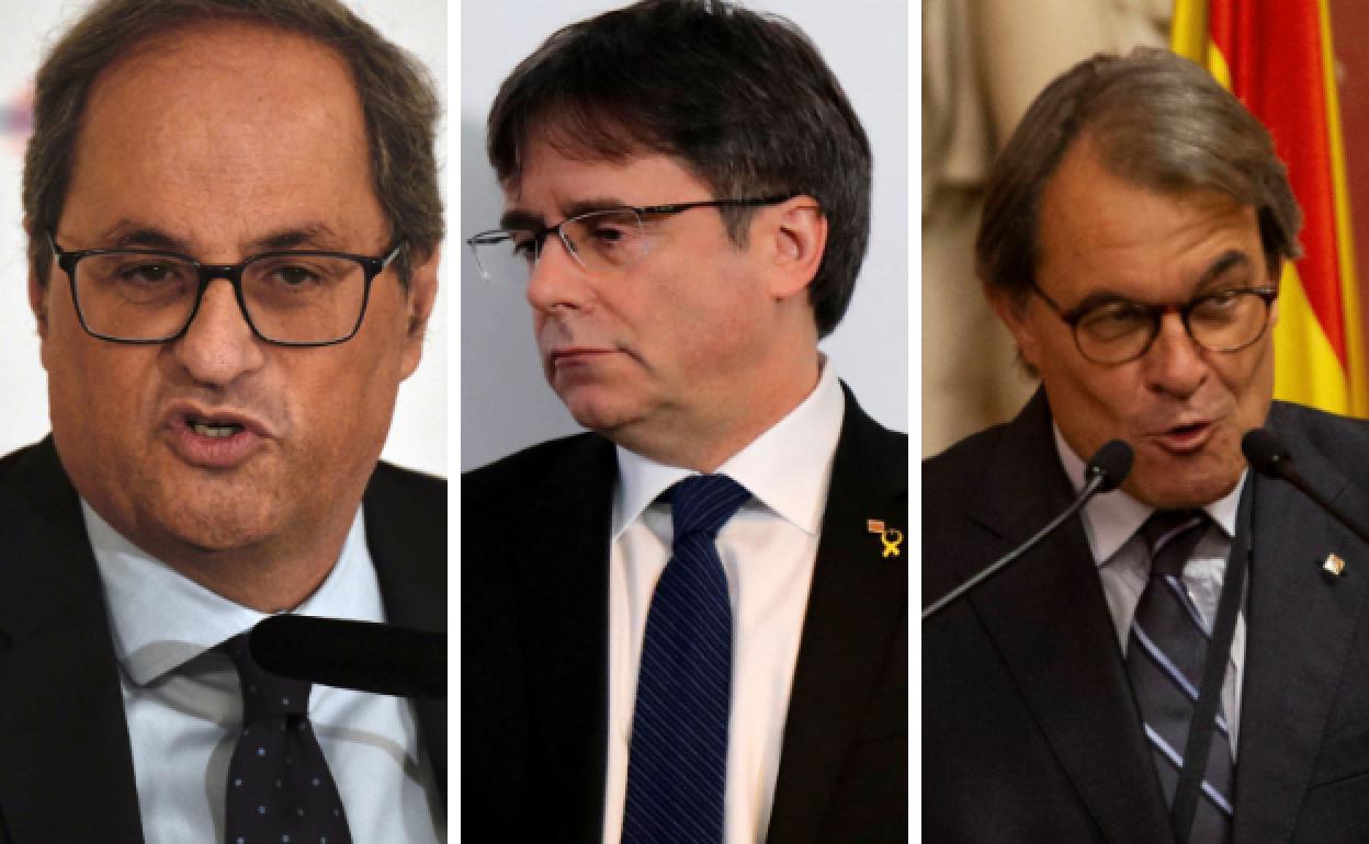 Quim Torra, Carles Puigdemont y Artur Mas.