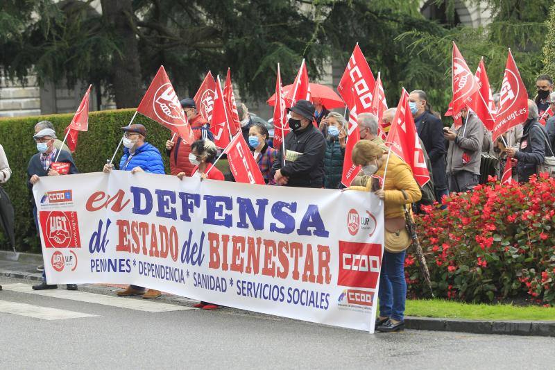 La concentración celebrada este jueves en Oviedo.