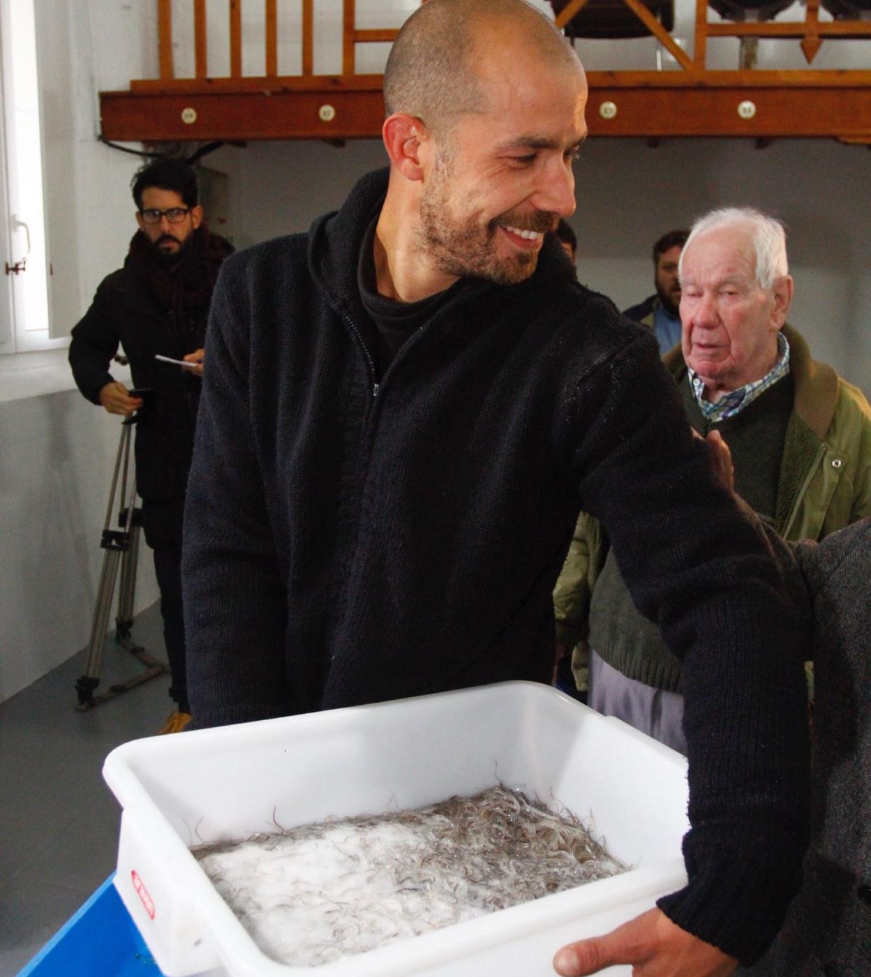 Subasta de angulas en La Arena. 
