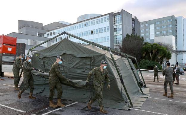 El Ejército monta seis puestos en Cabueñes para cribar casos de covid