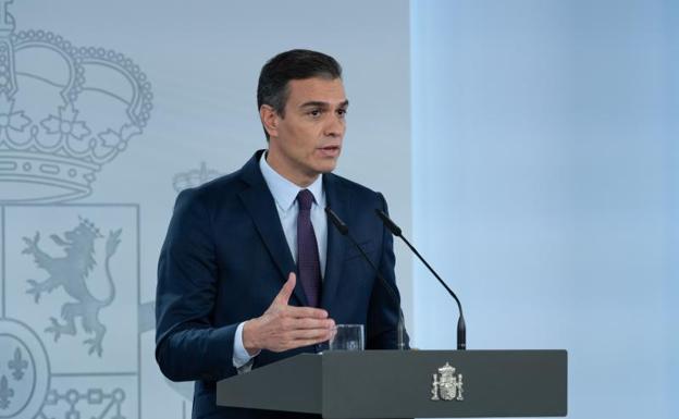 El presidente del Gobierno, Pedro Sánchez, durante una declaración institucional.