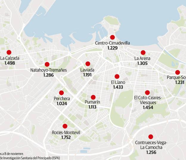 Los barrios más afectados de las principales ciudades asturianas