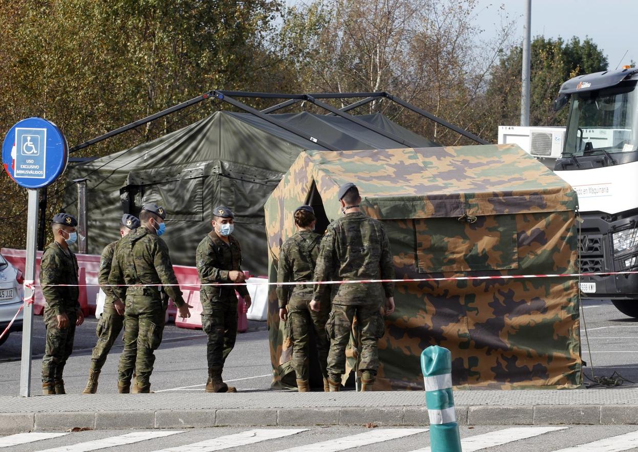 El hospital provisional de Cabueñes, ayer. 