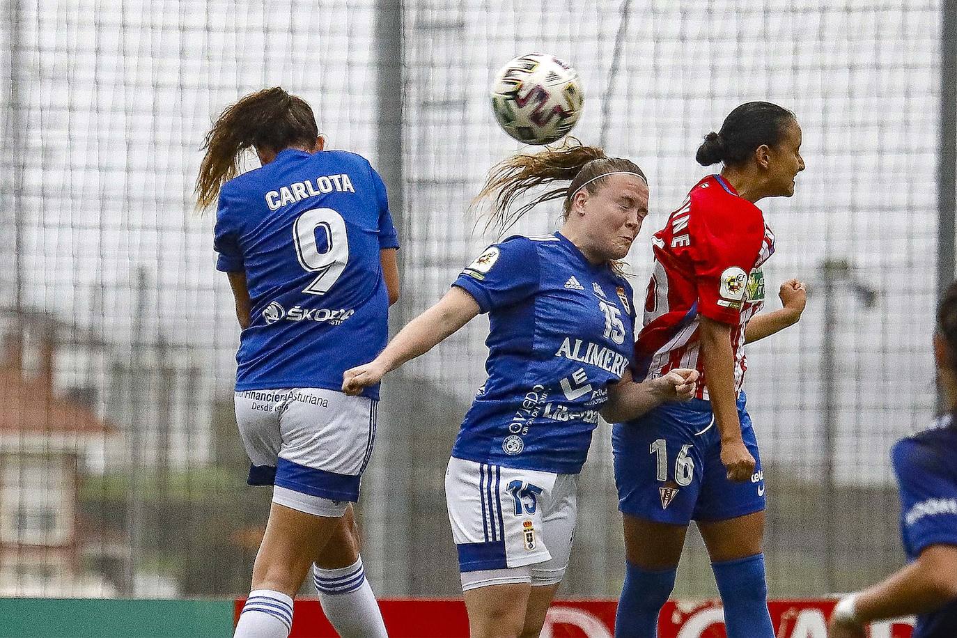 El derbi femenino celebrado este domingo en Mareo entre el Sporting y el Oviedo se saldó con un empate (1-1).