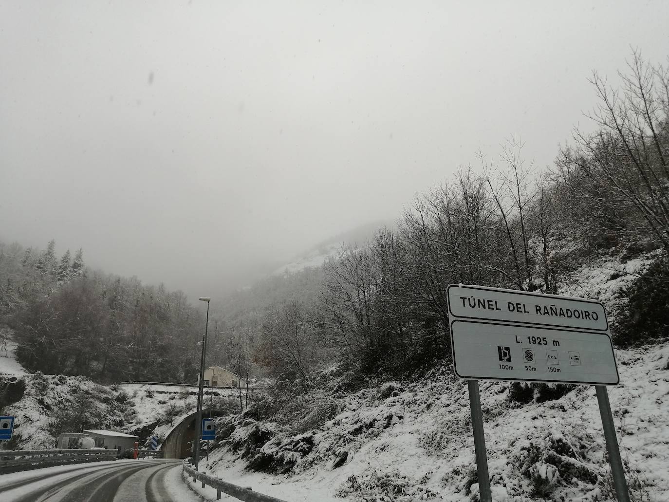 La borrasca 'Bella' ha provocado más de 1.900 incidencias en Asturias y complica las comunicaciones. La nieve acumulada en las últimas horas, que ha cerrado el puerto del Connio, obliga a usar cadenas en 15 altos de montaña. Los fuertes vientos han procovado la caída de árboles y la Aemet mantiene el litoral del Principado en alerta roja por olas de hasta diez metros 