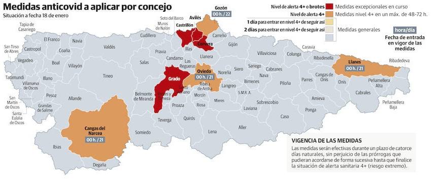 Medidas anticovid a aplicar por concejos