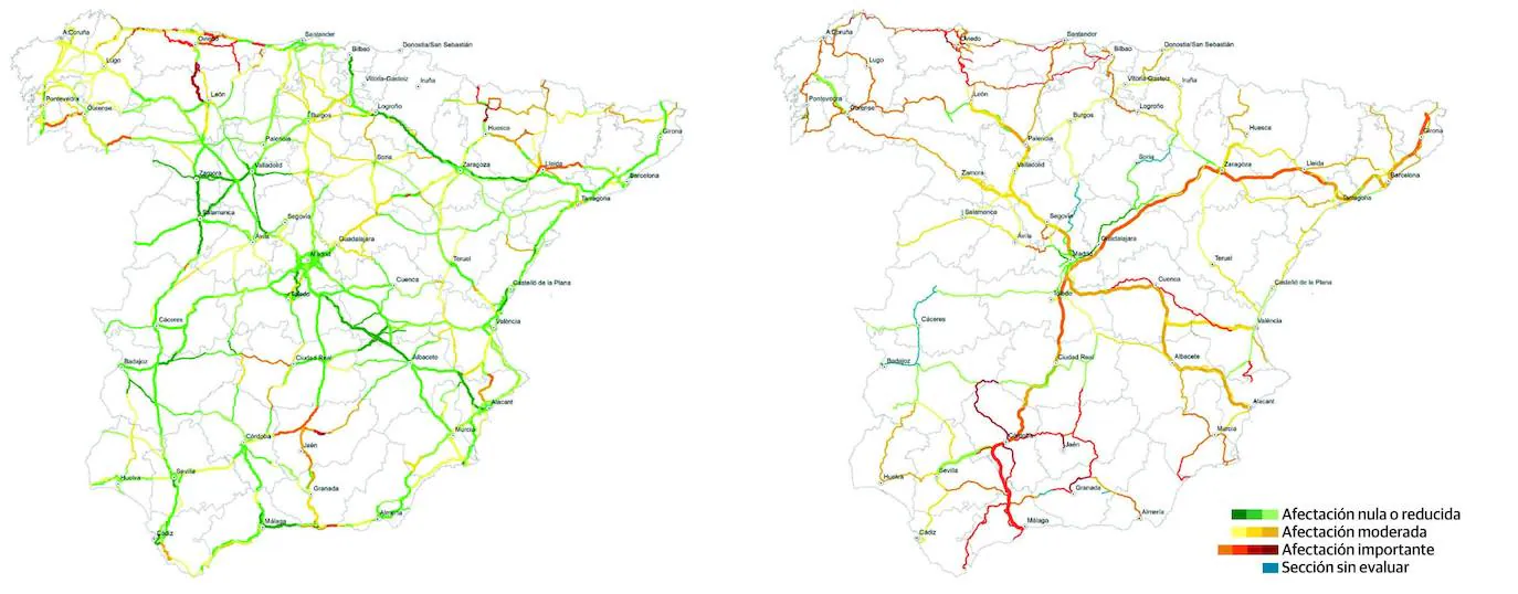 El 48% de la red nacional en Asturias sufre inundaciones, argayos y cierres por nieve