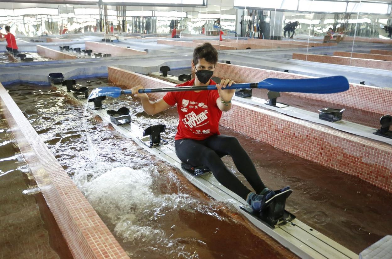 Bruno Valderrey, en pleno esfuerzo en las instalaciones grupistas. 