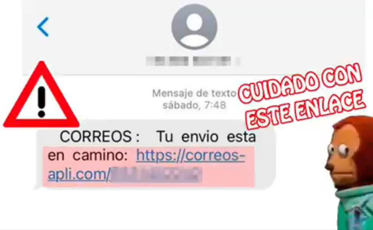 El SMS que suplanta a Correos dice: «CORREOS: Tu servicio está en camino». 