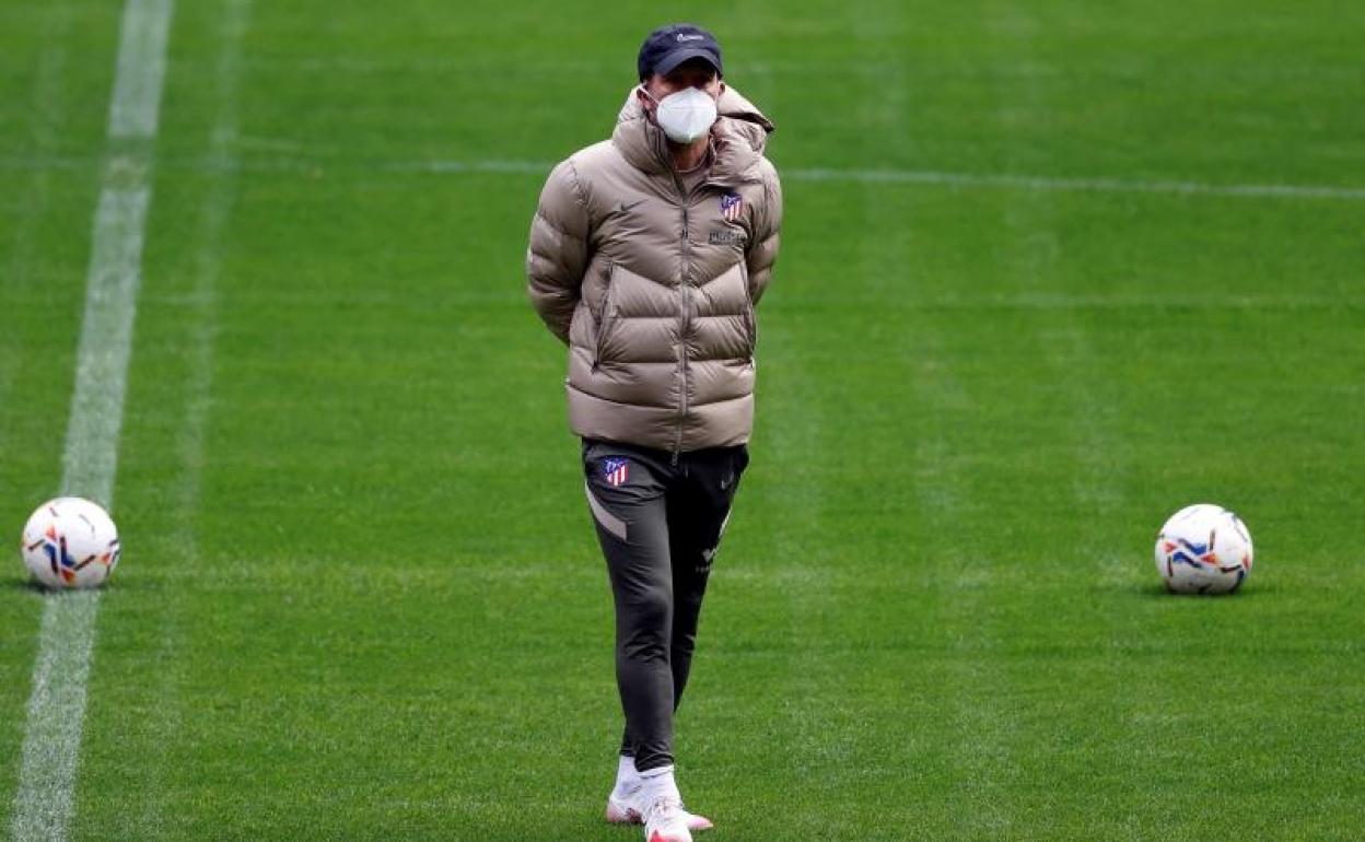 Simeone, durante un entrenamiento del Atlético.