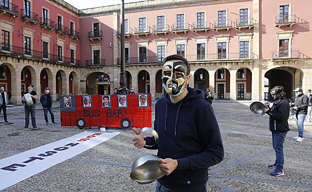 Un momento, durante la concentración de hosteleros celebrada este miércoles en Gijón 