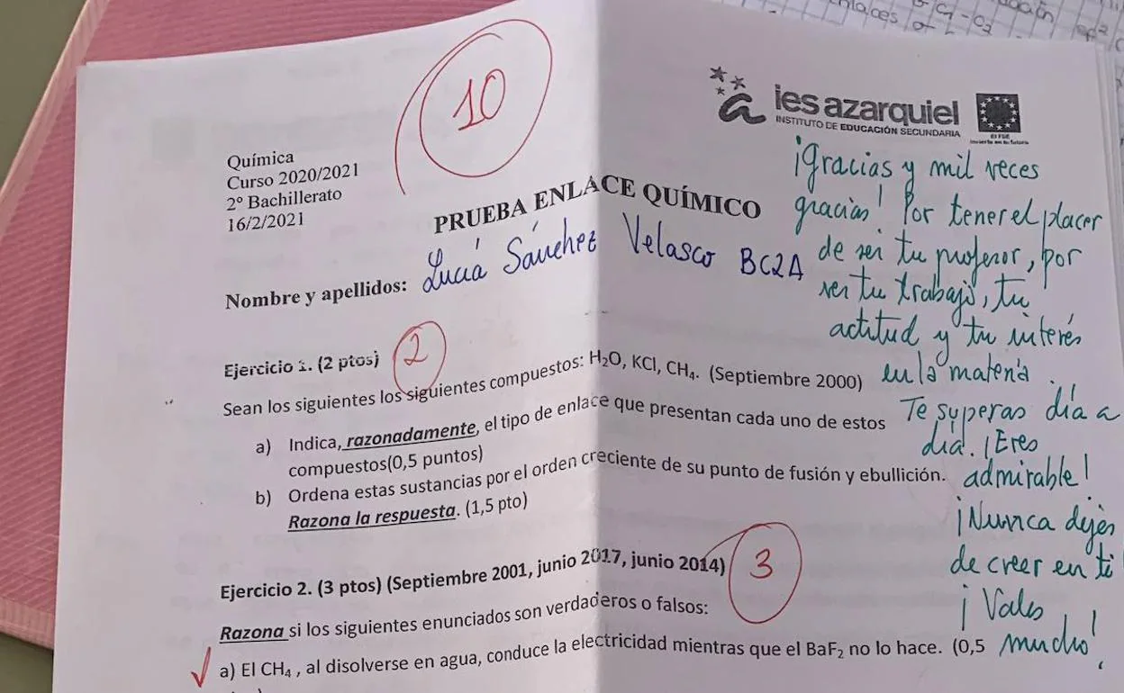 Las virales anotaciones de un profesor en el examen de una alumna: «Nunca  dejes de creer en ti» | El Comercio: Diario de Asturias