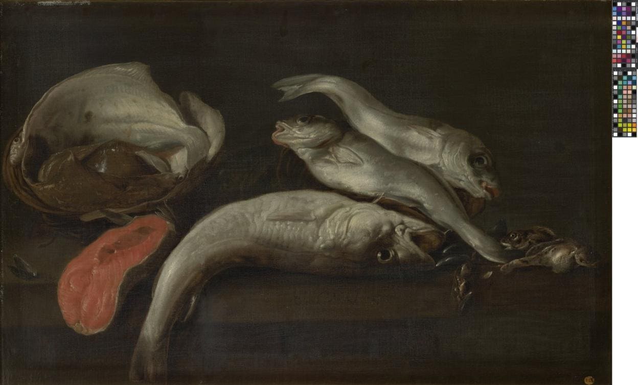 'Bodegón de pescados' de Elías Vonck, de 1650. 