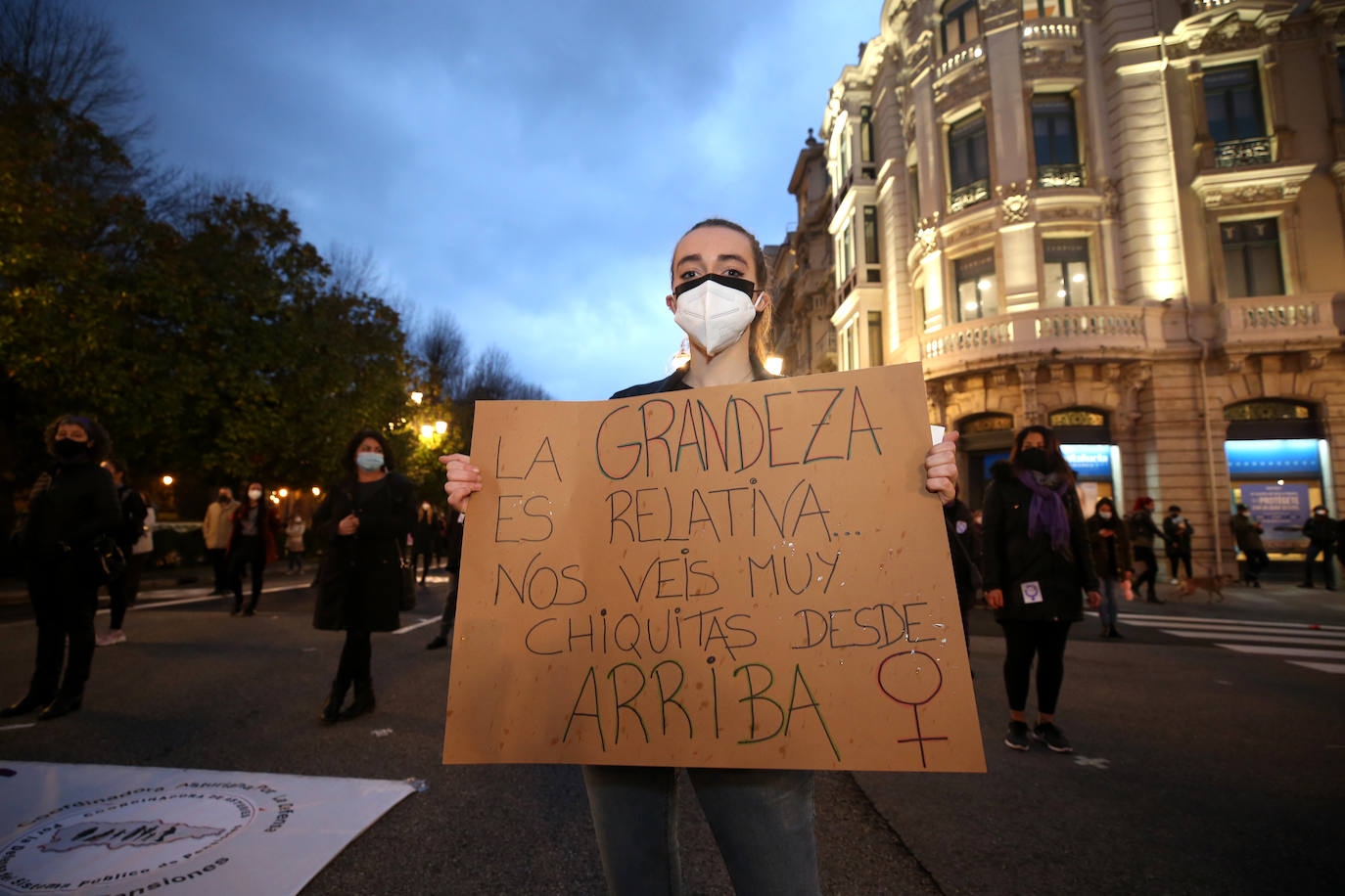 La manifestación de este 8-M en Oviedo, muy diferente por la pandemia. Menos color, menos multitudinaria, pero igual de reivindicativo