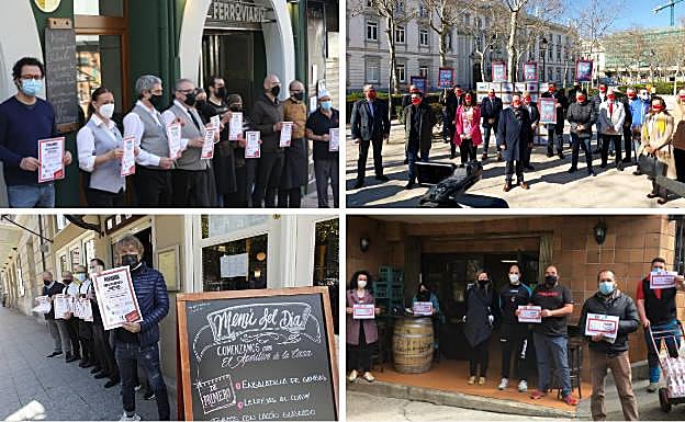 Protesta de los hosteleros este martes en Asturias. 