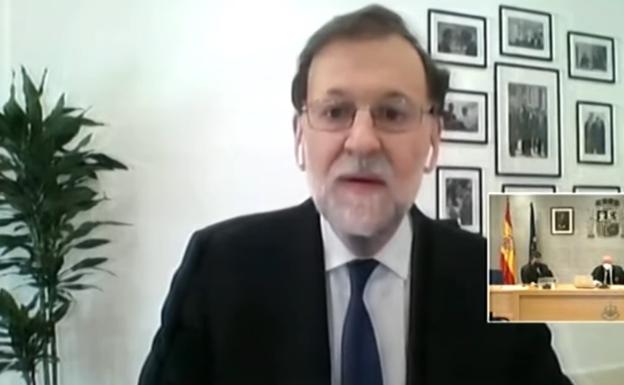 El expresidente del Gobierno, Mariano Rajoy, durante su declaración. 