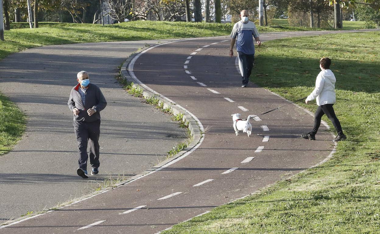 Varias personas pasean en el parque de Los Pericones. 