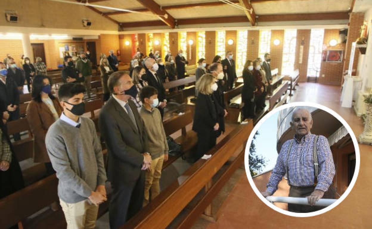 Funeral de Nicolás Arganza en la iglesia de Santa María de La Fresneda; abajo a la derecha, una imagen del arquitecto tinetense.