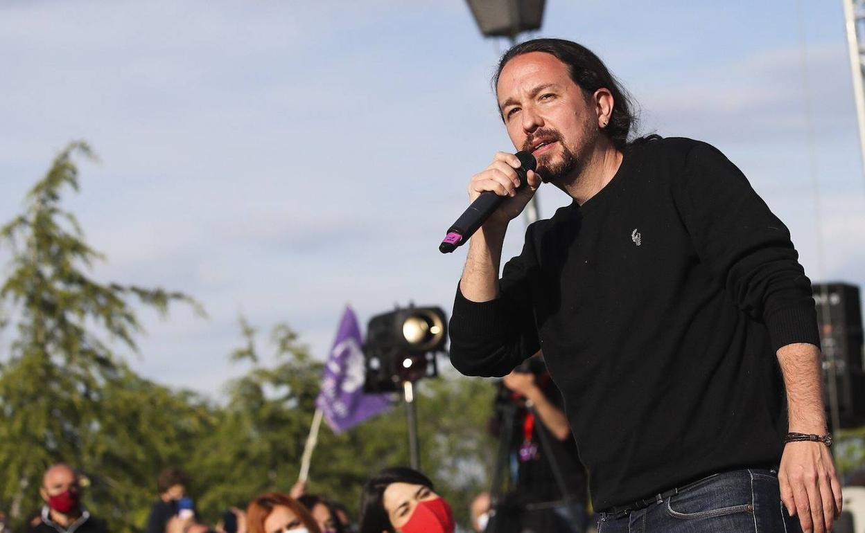 Pablo Iglesias durante el cierre de campaña de Unidas Podemos en la Comunidad de Madrid 