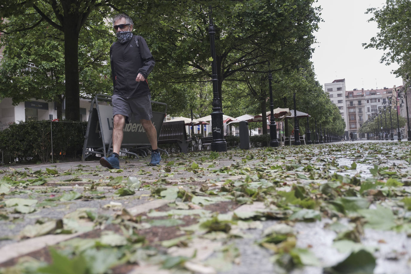 El fuerte viento sorprendió este miércoles a los gijoneses, llegándose a alcanzar rachas de 72 kilómetros por hora. Esto obligó a cerrar el parque Isabel La Católica. A ello se le añaden las lluvias, débiles pero constantes durante la jornada.
