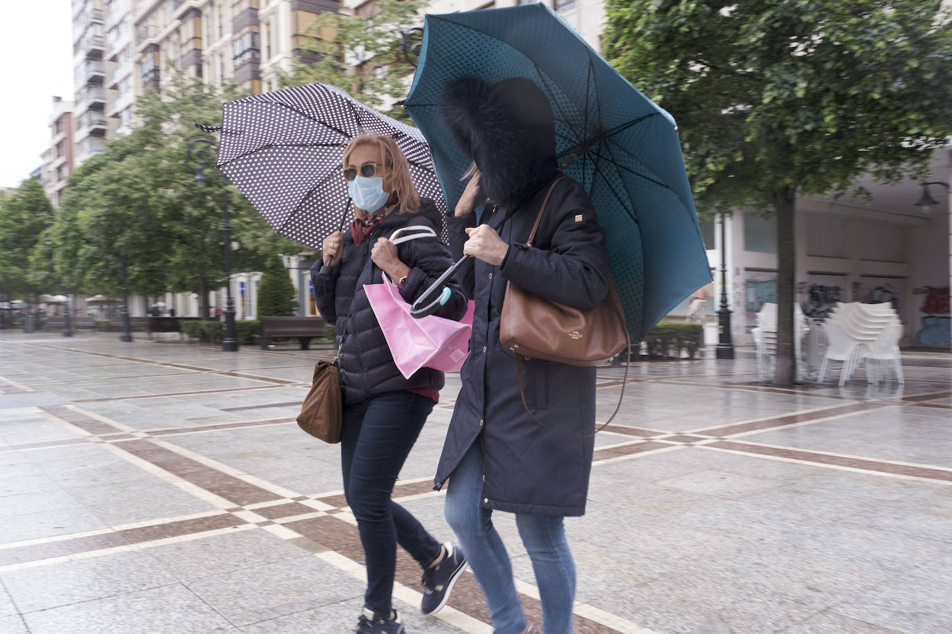 El fuerte viento sorprendió este miércoles a los gijoneses, llegándose a alcanzar rachas de 72 kilómetros por hora. Esto obligó a cerrar el parque Isabel La Católica. A ello se le añaden las lluvias, débiles pero constantes durante la jornada.