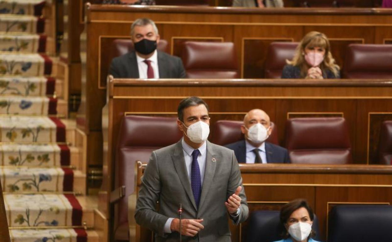 El presidente del Gobierno, Pedro Sánchez, interviene durante una Sesión de Control en el Congreso de los Diputados 