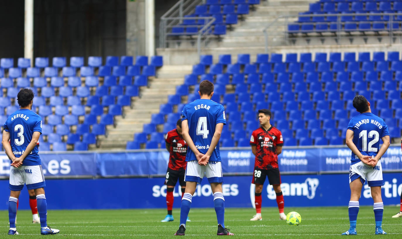 El Oviedo no pude dedicarle el triunfo a Arnau en su enfrentamiento contra el Mirandés, que se saldó con un empate a uno.