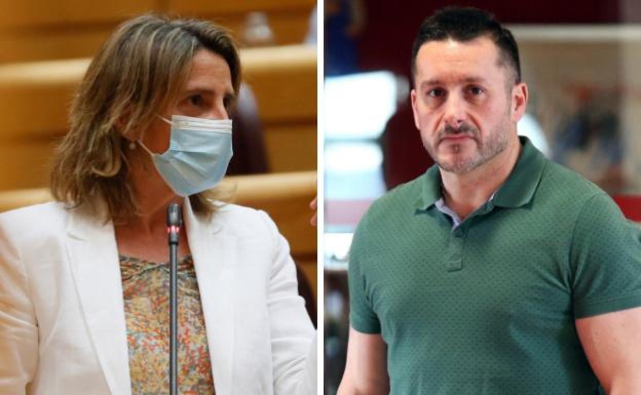 La ministra Teresa Ribera y el general de UGT Asturias, Javier Fernández Lanero 