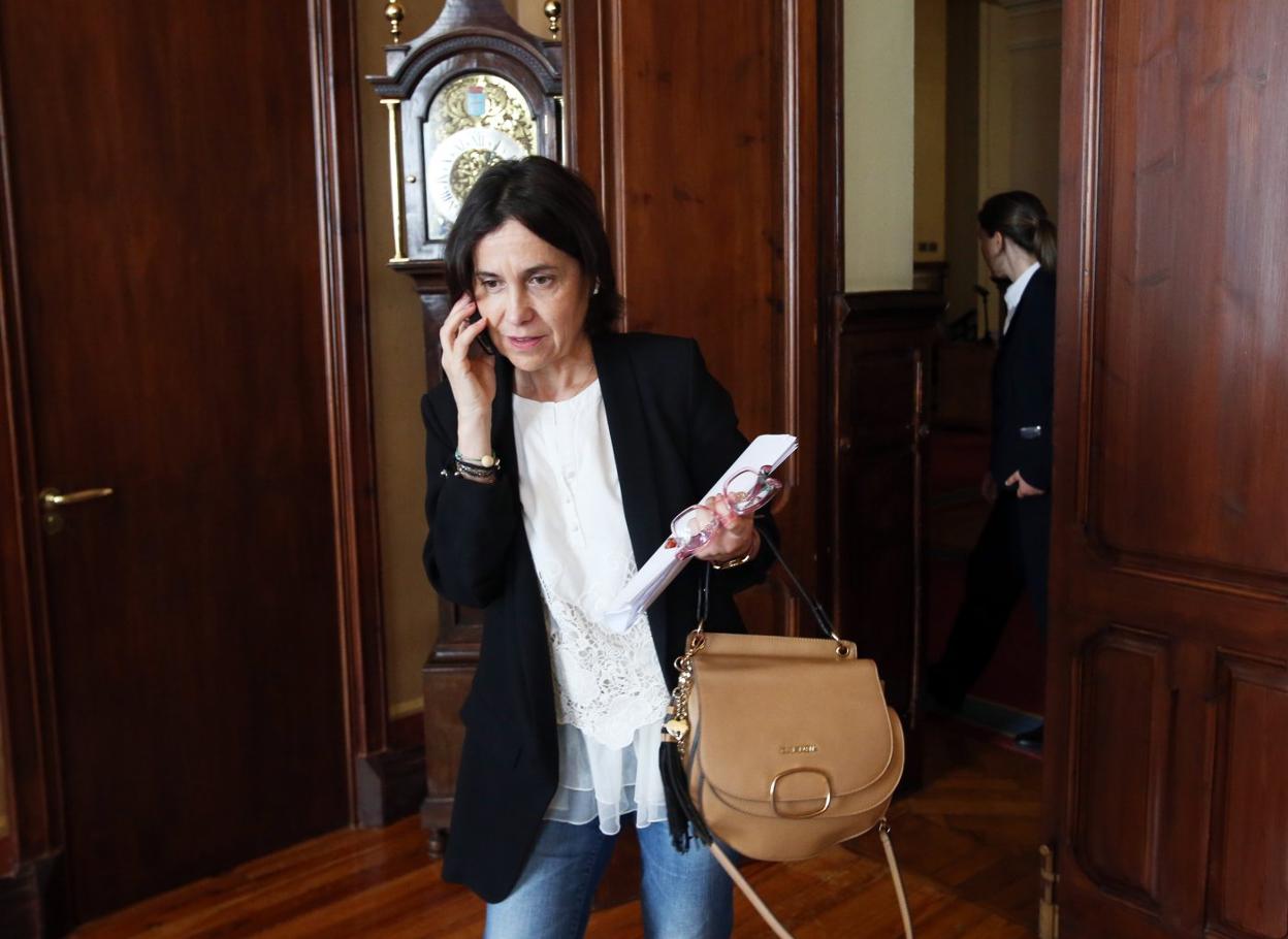 Dolores Carcedo, en la entrada de la sala de portavoces. 