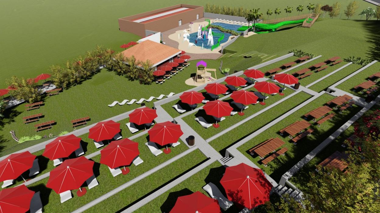 Infografía que muestra el aspecto estimado del futuro parque acuático de Las Vegas, que abrirá en 2023. 