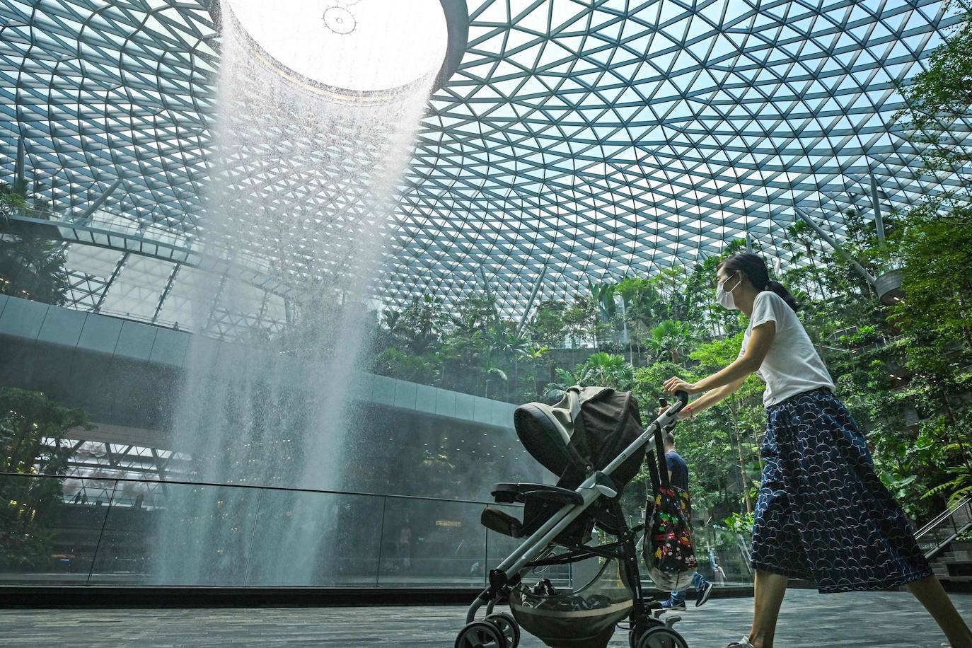 Jewel Changi es un espacio de ocio y entretenimiento que se une al complejo del aeropuerto Changi de Singapur, elegido el mejor del mundo en 2019. Se trata de un homenaje a la ciudad asiática de los edificios futuristas y los jardines inmensos, en el que la luz natural y el verde inundan cada rincón.