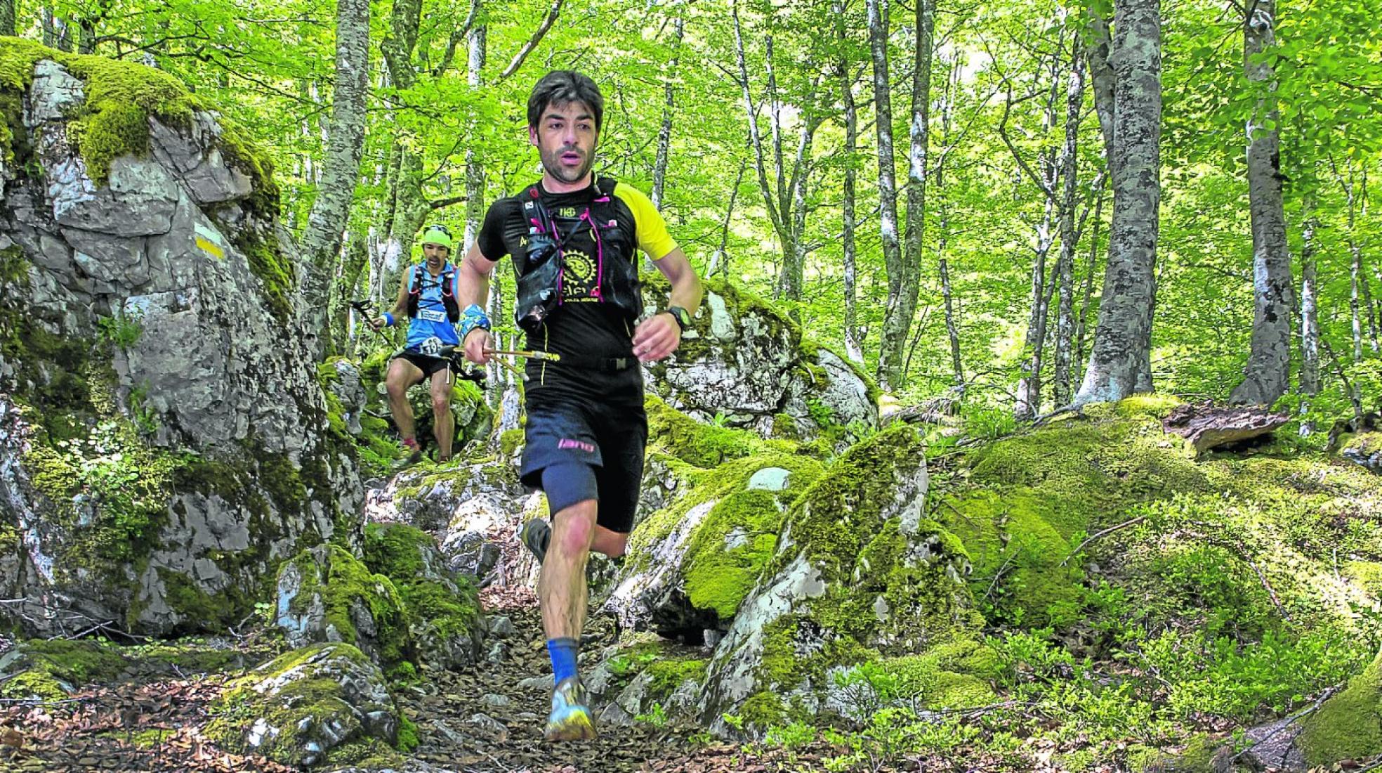 El seleccionador asturiano Juan Fuego, en el Bosque Gumial (Aller), en el Trail Alto Aller. 