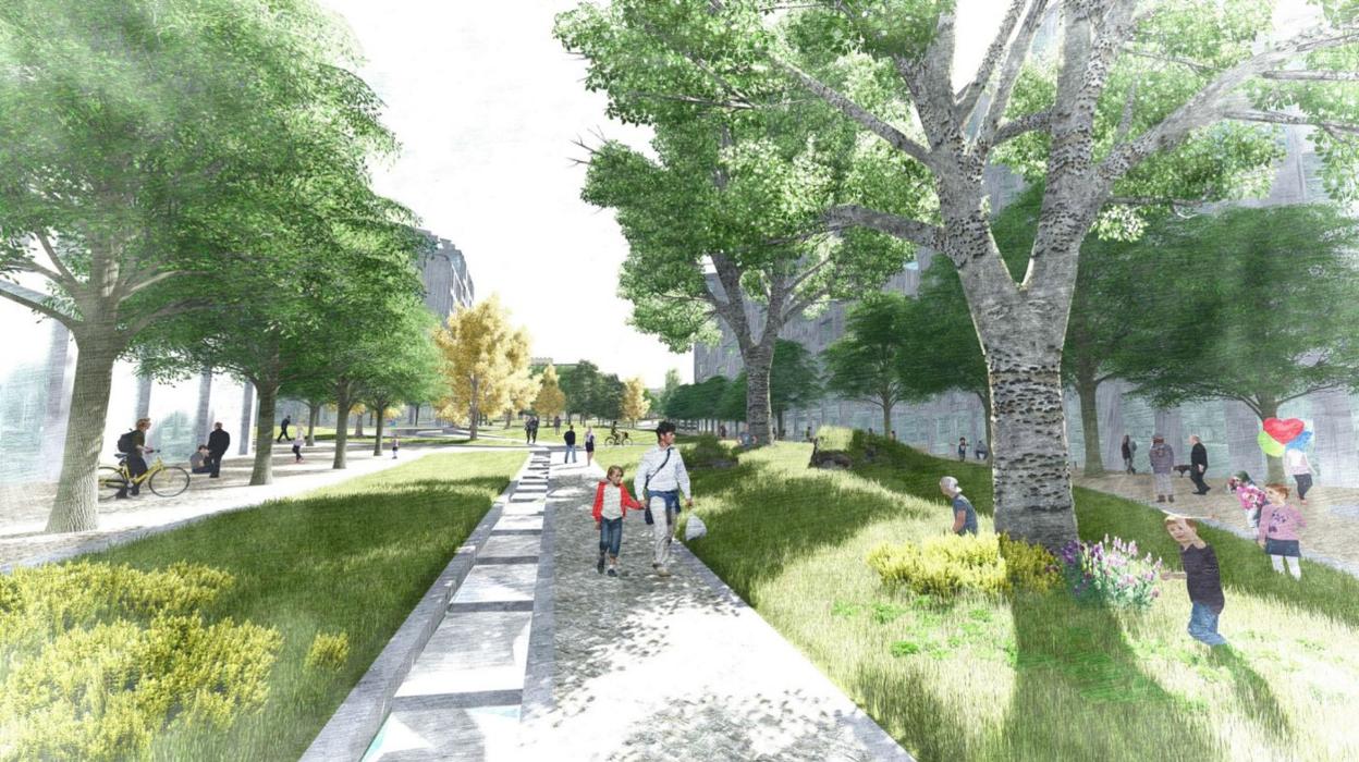 Una infografía que muestra 'La campa de todos' sobre el viejo HUCA. 