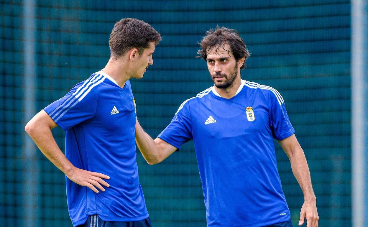 Arribas, en un entrenamiento del Real Oviedo.