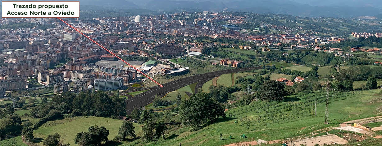 Las cuatro alternativas al proyecto del nuevo acceso Norte a Oviedo que figuran en la encuesta que ha abierto el Ministerio de Transportes