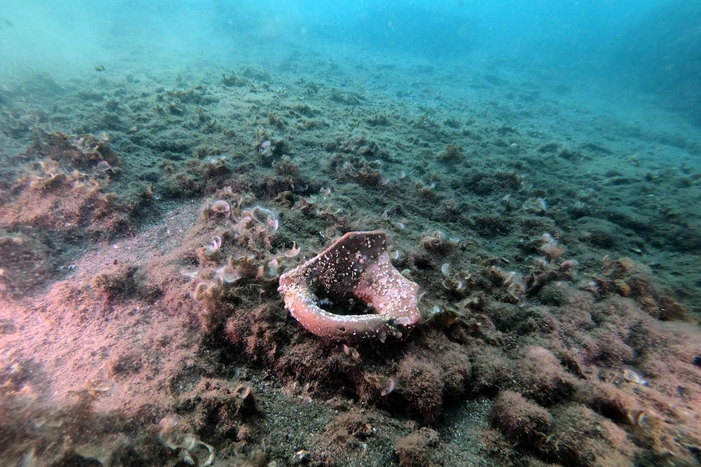 La antigua ciudad romana sumergida de Baiae, parte del complejo del Parque Arqueológico Campi Flegrei en Pozzuoli, cerca de Nápoles donde los buceadores pueden explorar las ruinas.
