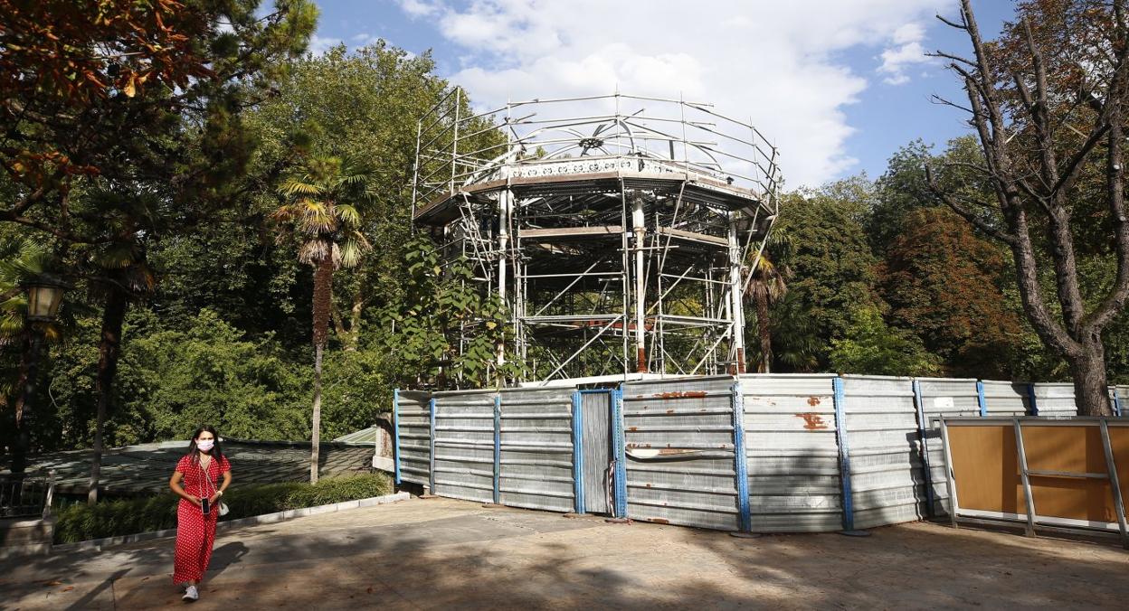 El kiosco de la música del Bombé, cuyas obras se retomarán después de siete años. 