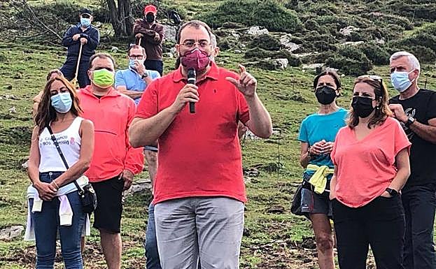 Adrián Barbón, este sábado en el Pozu Funeres 