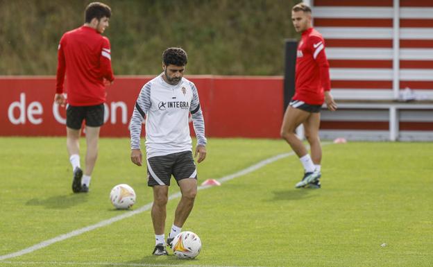 David Gallego, en un entrenamiento rojiblanco.