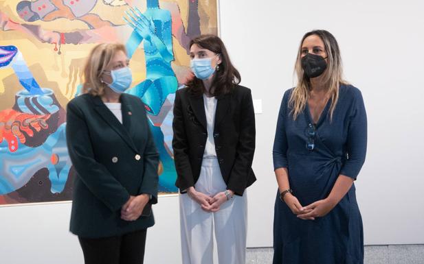 La delegada del Gobierno Delia Losa, junto a la ministra Pilar Llop y la consejera Rita Camblor, hoy en Avilés