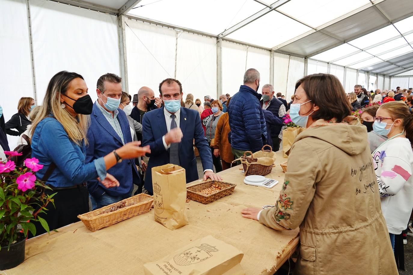 65 puestos de toda Asturias se han dado cita en Piloña para una nueva edición del Festival de la Avellena. Se han vendido más de tres toneladas del fruto.