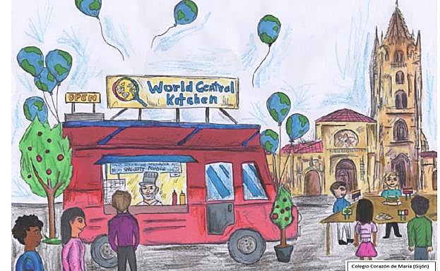 Imagen principal - Una 'gastroneta' de José Andrés, del Codema; del Colegio Dulce Nombre de Jesús, en Oviedo; y las dos vertientes de José Andrés.