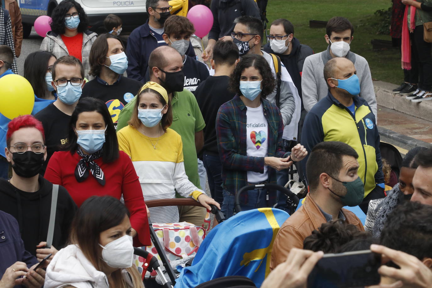 Miles de personas recorren el centro de Oviedo en la concentración por la oficialidad de la llingua. 