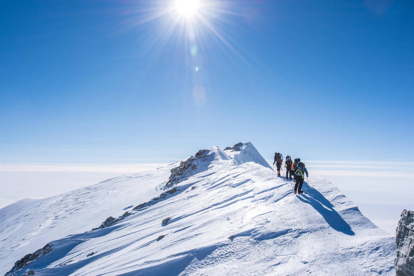 Monte Vinson (Antártida): Ubicado en la cordillera Sentinel de las montañas Ellsworth y sobre 4.897 metros, es donde se encuentra el Monte Vinson, la montaña con más altura del continente blanco. A 415 kilómetros del Polo sur, su acceso es bastante complicado, sobre todo por encotrarse en la región más remota, fría y seca que existe en la Tierra, algo que la convierte en una auténtica montaña de cristal.