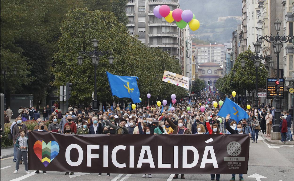 Manifestación por la cooficialidad del asturiano, el pasado mes de octubre. 