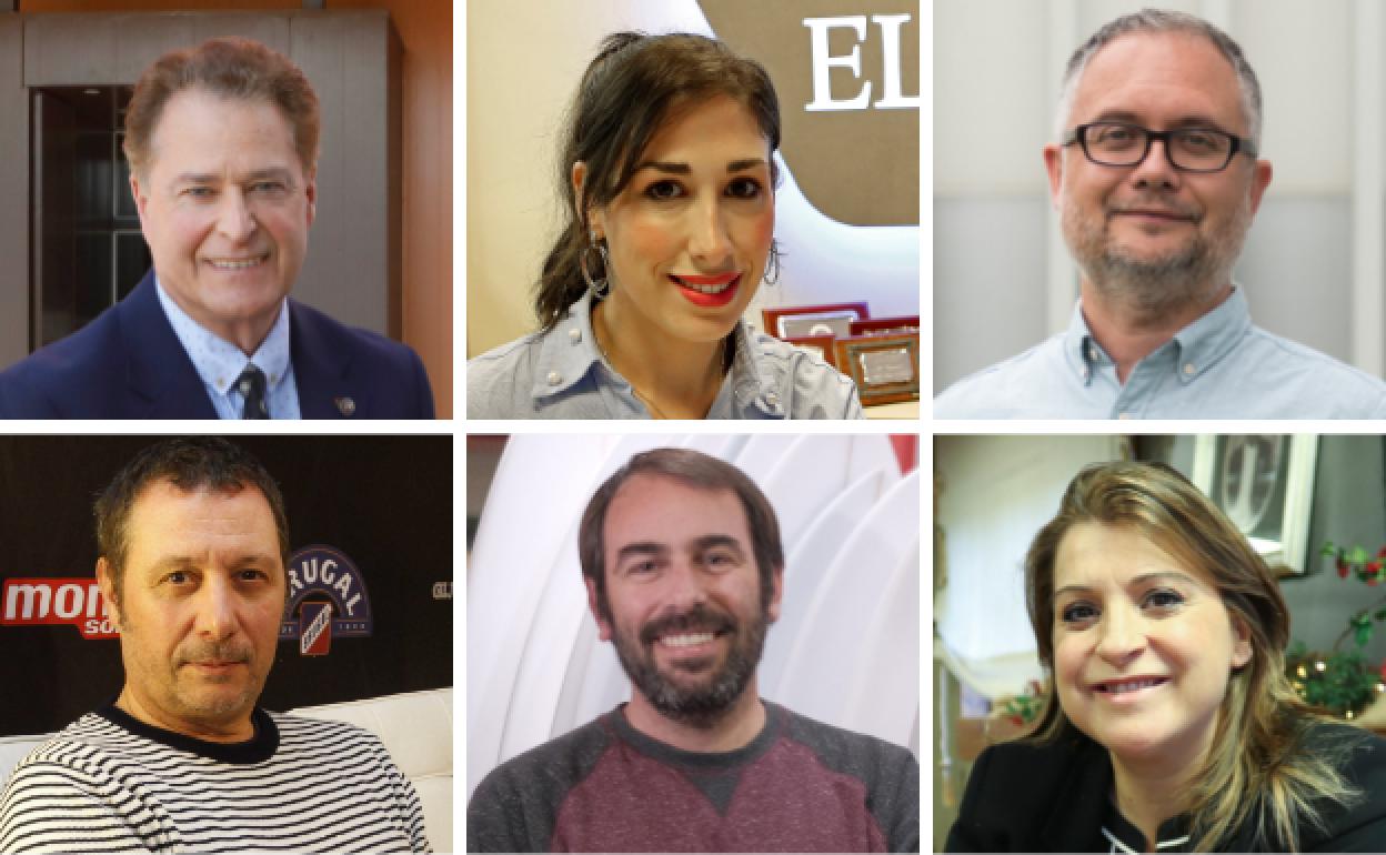 En el sentido de las agujas del reloj: Félix Baragaño (Grupo SEM), Susana Pascual (Pixelshub), Nixen Fernánde (Enfasys), Yolanda Trabanco (Sidra Trabanco), Jaime Fernández (Tablas Surf Company) y José Luis Quirós (Mestizo Universal)