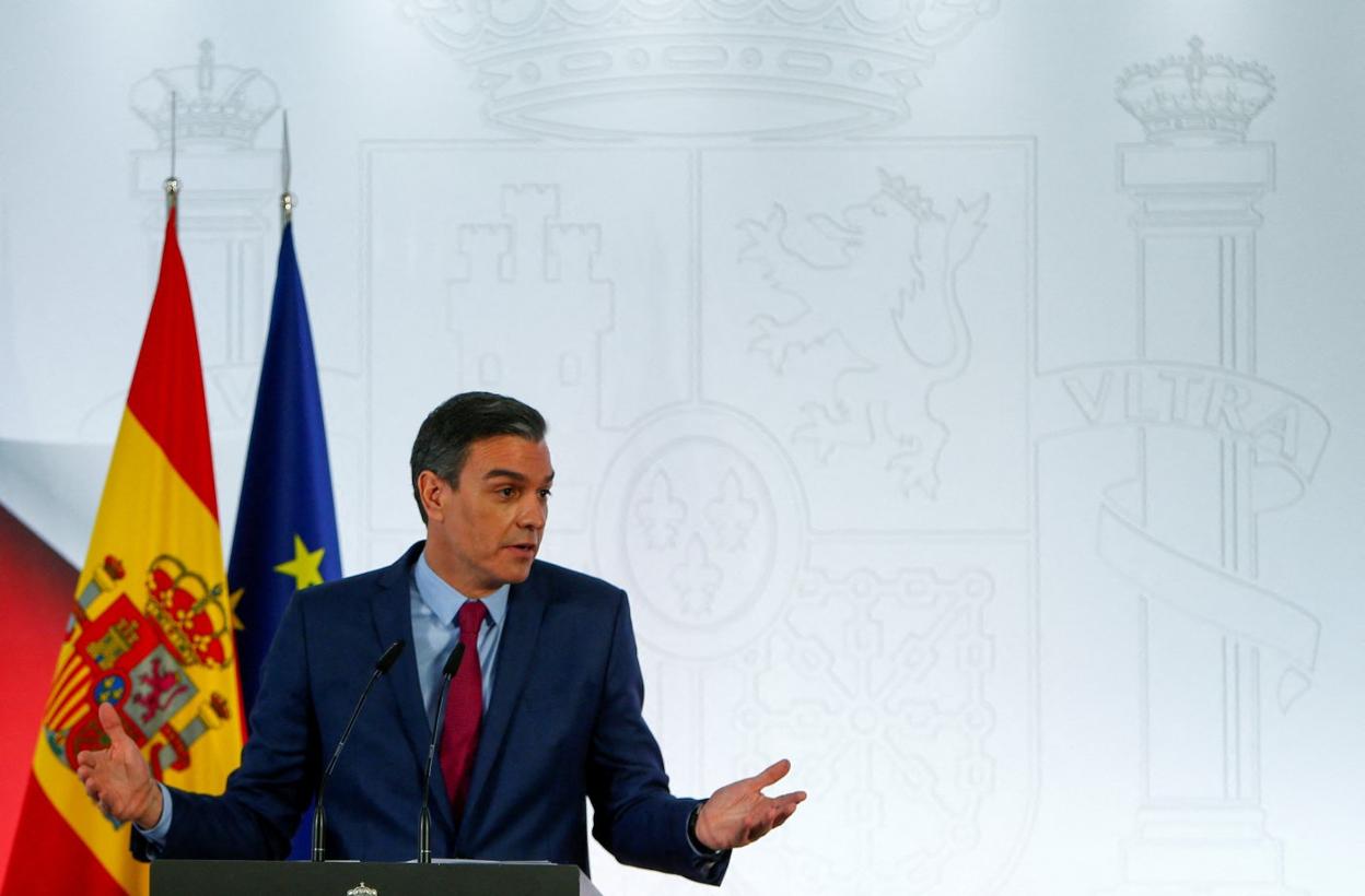 Sánchez hace balance en la Moncloa de su gestión en 2021. 