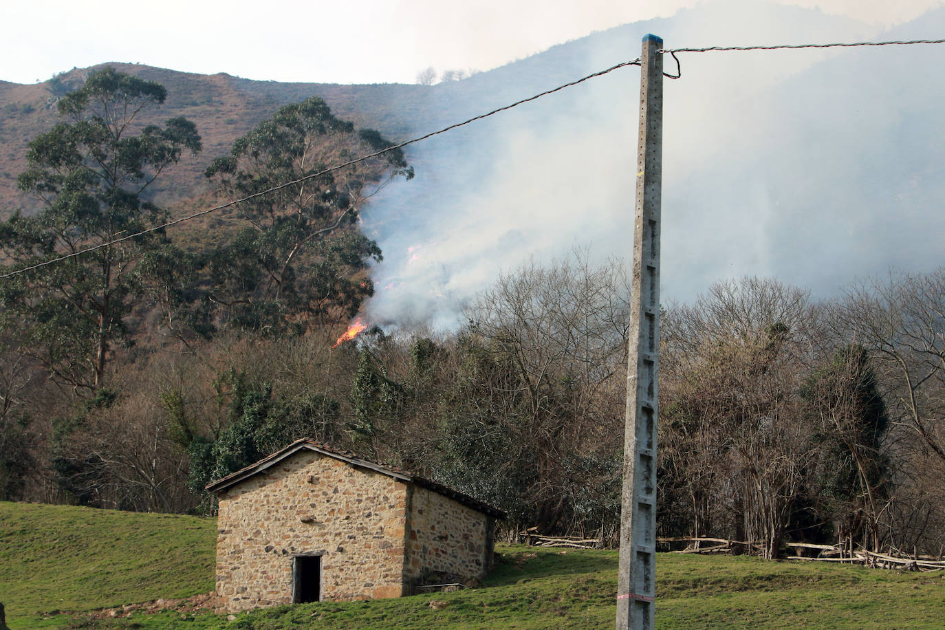 La región ha llegado a sumar un centenar de incendios forestales activos durante el fin de semana. Este lunes los bomberos continuan luchando contra más de cuarenta fuegos 