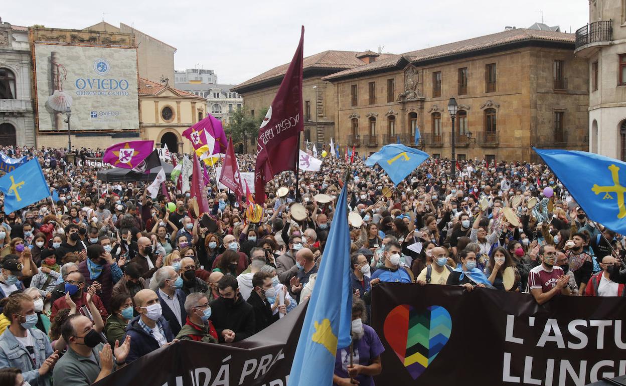 Manifestación por la oficialidad del asturiano el pasado mes de octubre de 2021.