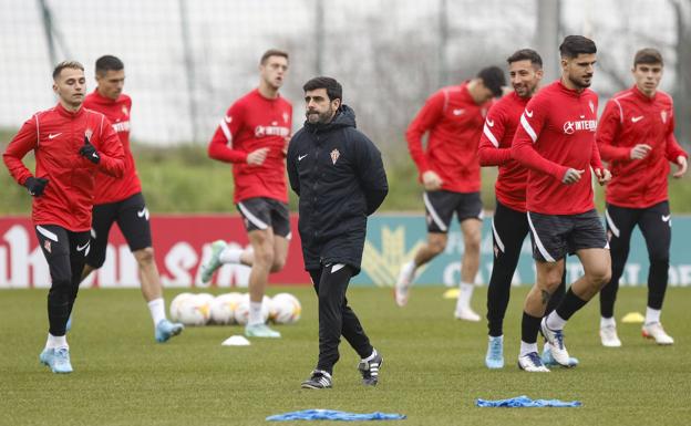 David Gallego, durante el entrenamiento de este viernes.